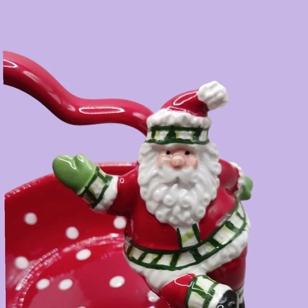 Fitz and floyd ceramic christmas basket with santa claus